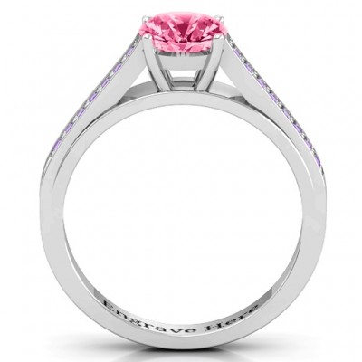 Large Round Solitaire Ring with Channel Set Accents - The Handmade ™