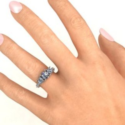 Majestic Three Stone Eternity Ring with Accents - The Handmade ™