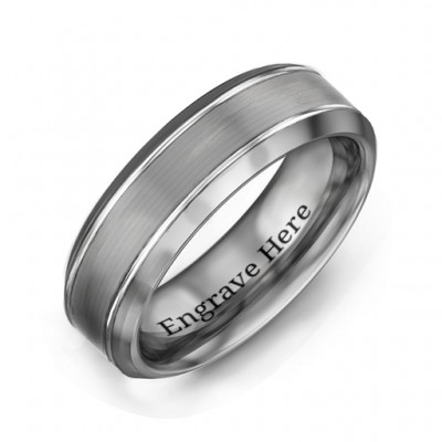 Men's Beveled Edge Brushed Centre Tungsten Ring - The Handmade ™