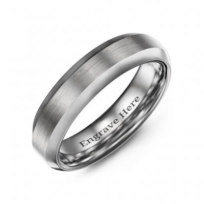 Men's Brushed Centre Polished Tungsten Ring - The Handmade ™