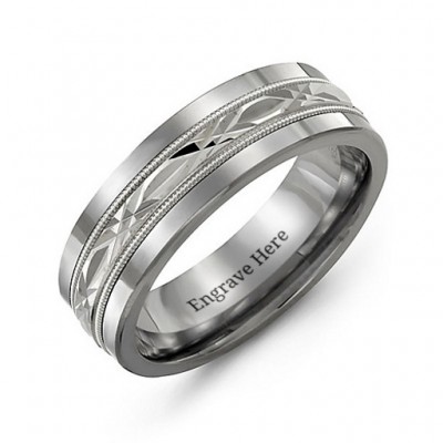Men's Cut Out XO Centre Tungsten Band Ring - The Handmade ™