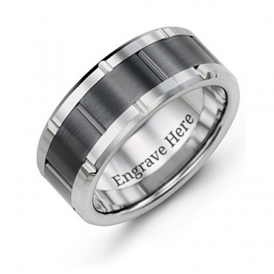 Men's Grooved Bicolour Tungsten Ring - The Handmade ™