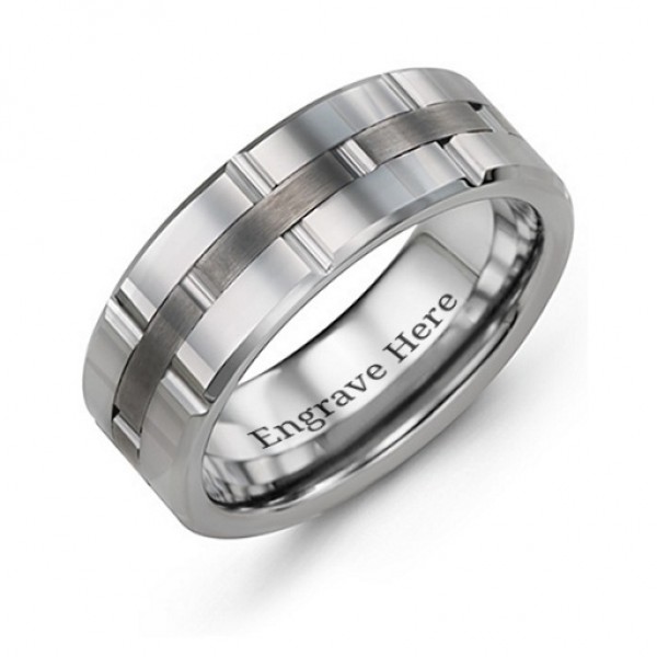 Men's Grooved Layers Tungsten Ring - The Handmade ™