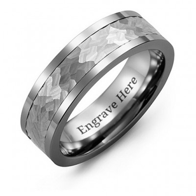 Men's Hammered Tungsten Band Ring - The Handmade ™
