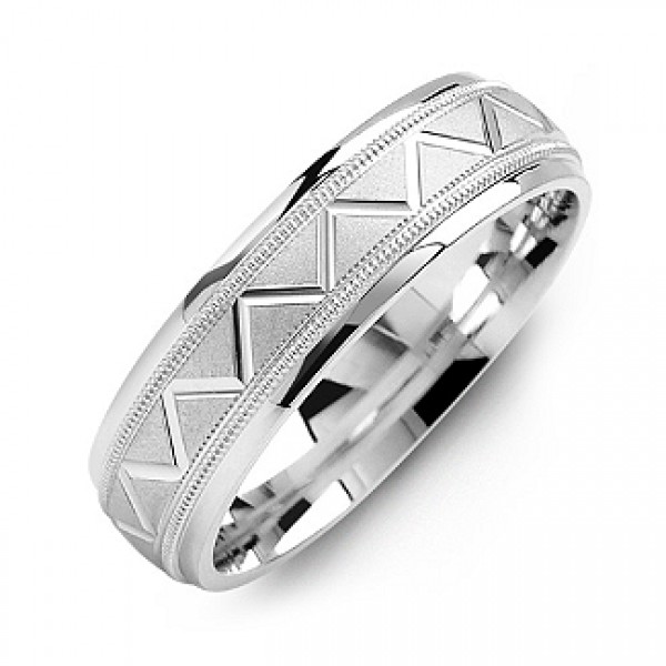 Men's Milgrain Ring with Zig-Zag Pattern - The Handmade ™