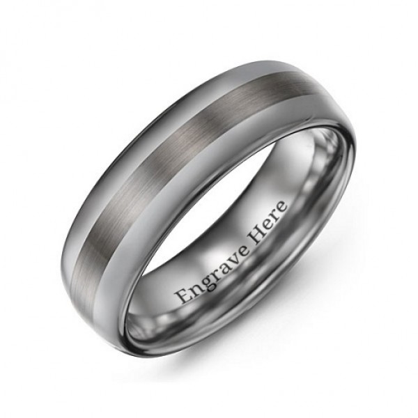 Men's Polished Brushed Centre Tungsten Ring - The Handmade ™