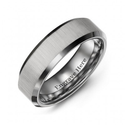 Men's Satin Finish Centre Polished Tungsten Ring - The Handmade ™