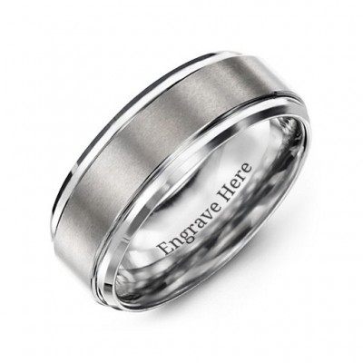 Men's Tungsten Brushed Centre Ring - The Handmade ™
