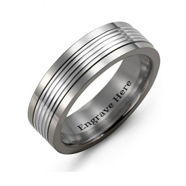 Men's Tungsten Inlay Band Ring - The Handmade ™