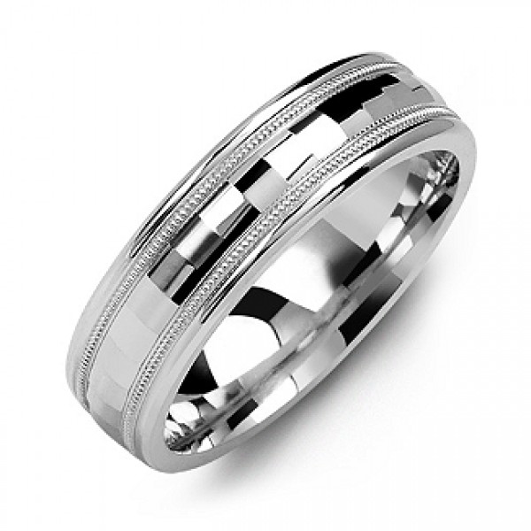 Milgrain Men's Ring with Baguette-Cut Centre - The Handmade ™