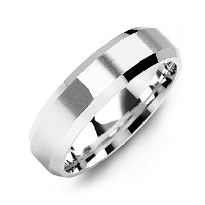 Modern Brushed Men's Ring with Beveled Edges - The Handmade ™