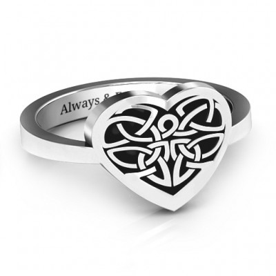 Oxidized Silver Celtic Heart Ring - The Handmade ™