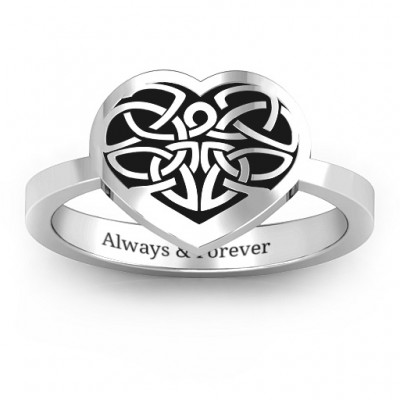 Oxidized Silver Celtic Heart Ring - The Handmade ™