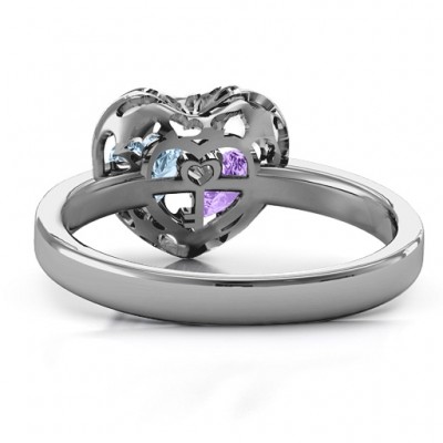 Petite Caged Hearts Ring with 1-3 Stones - The Handmade ™