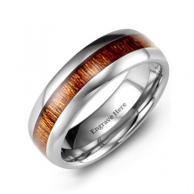 Polished Tungsten Ring with Koa Wood Insert - The Handmade ™