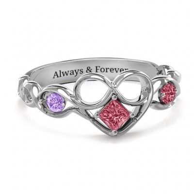 Shimmering Infinity Princess Stone Heart Ring - The Handmade ™