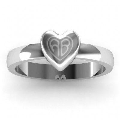 Small Engraved Monogram Heart Ring - The Handmade ™
