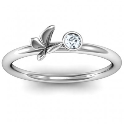 Soaring Butterfly with Stone 'Flower' Ring - The Handmade ™