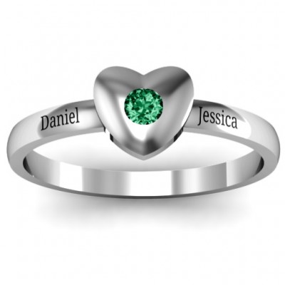 Heart with Single Gemstone Ring - The Handmade ™