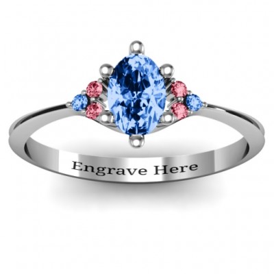 Solitaire Oval with Triple Accents Ring - The Handmade ™