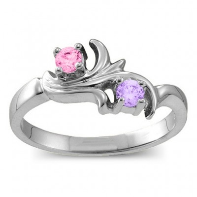 Silver Nouveau Flame 2-6 Gemstones Ring - The Handmade ™