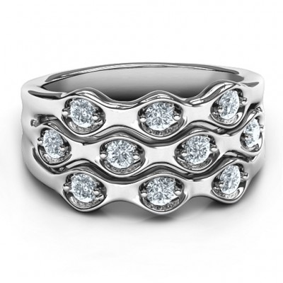 Silver 3 Tier Wave Ring - The Handmade ™