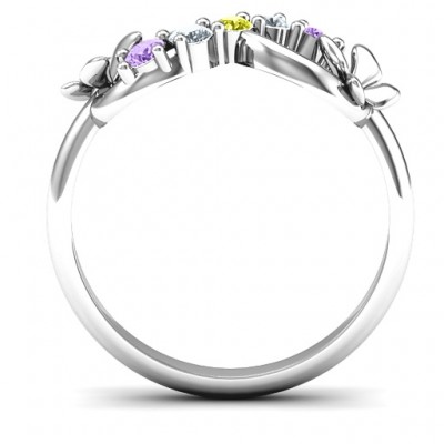 Silver 5 Stone Infinity with Soaring Butterflies - The Handmade ™