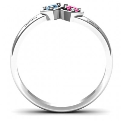 Silver Double Interlocked Hearts Ring - The Handmade ™