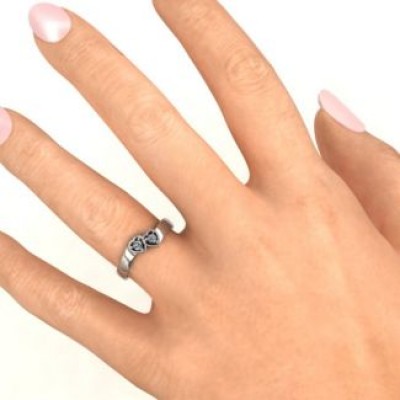 Silver Double Interlocked Hearts Ring - The Handmade ™