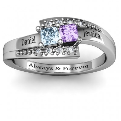 Silver Double Princess Bypass with Accents Ring - The Handmade ™