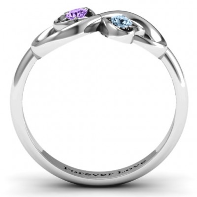 Silver Duo of Hearts and Stones Infinity Ring - The Handmade ™