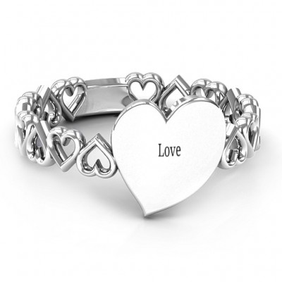 Silver Engravable Cut Out Hearts Ring - The Handmade ™