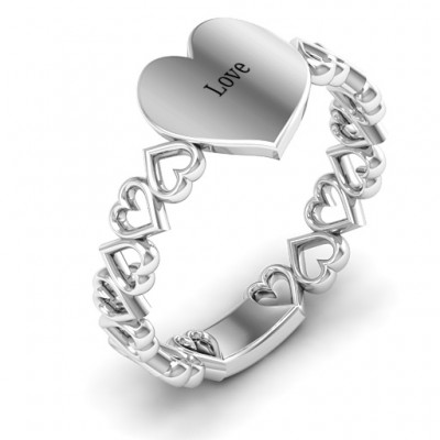 Silver Engravable Cut Out Hearts Ring - The Handmade ™