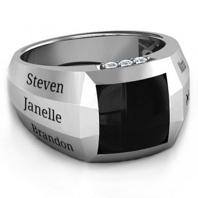 Silver Engravable Statement 6-Stone Men's Ring - The Handmade ™
