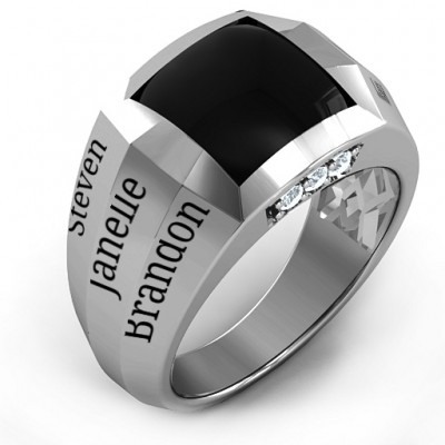 Silver Engravable Statement 6-Stone Men's Ring - The Handmade ™