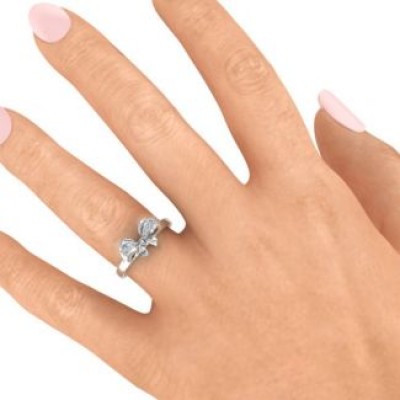 Silver Fancy Stone Set Bow Ring - The Handmade ™