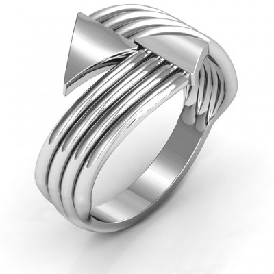 Silver Geometric Arrows and Triangles Bypass Ring - The Handmade ™