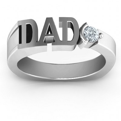 Silver Greatest Dad Birthstone Men's Ring with Peridot (Simulated) Stone - The Handmade ™