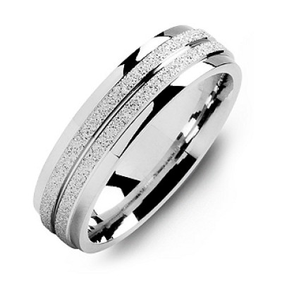 Silver Laser-Finish Men's Ring with Polished Edges - The Handmade ™