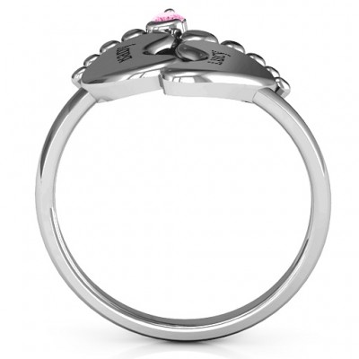 Silver Toe-tally In Love Engravable Birthstone Footprint Ring - The Handmade ™