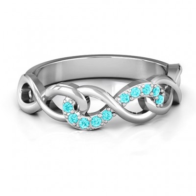 Silver Triple Entwined Infinity Ring with Accents - The Handmade ™