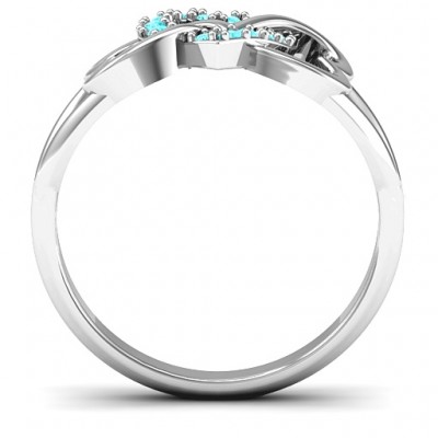 Silver Triple Heart Infinity Ring with Mint Swarovski Zirconia Stones - The Handmade ™