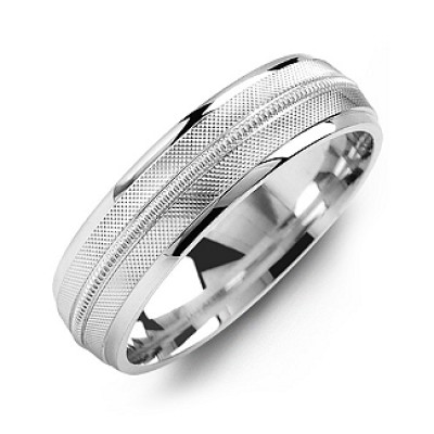 Textured Men's Ring with Centre Milgrain Detail - The Handmade ™