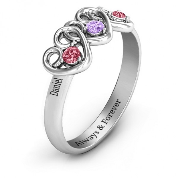 Three's Company Triple Heart Gemstone Ring - The Handmade ™