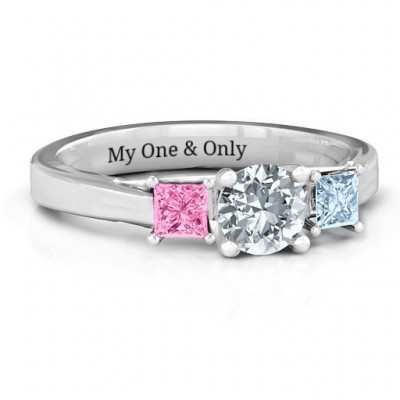 Three Stone Eternity with Princess Accents Ring - The Handmade ™