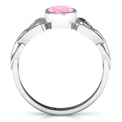 Trinity Knot Ring With Bezel-Set Oval Stone - The Handmade ™