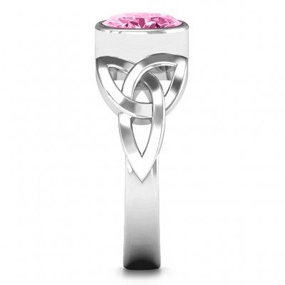 Trinity Knot Ring With Bezel-Set Oval Stone - The Handmade ™