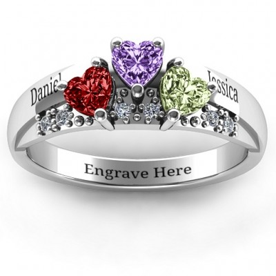 Tripartite Heart Gemstone Ring with Accents - The Handmade ™