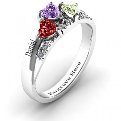Tripartite Heart Gemstone Ring with Accents - The Handmade ™