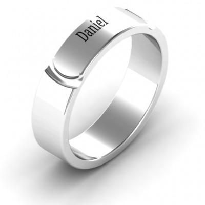 Tungsten Lysander Curved Groove Men's Ring - The Handmade ™
